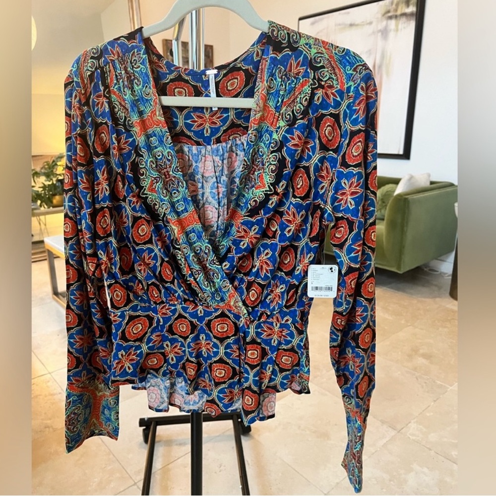 ✨NWOT✨ Free People Blue Motif Long Sleeve